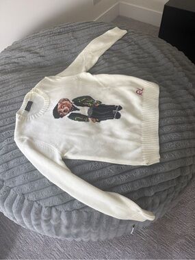 Polo by Ralph Lauren Cream Knit Crewneck Sweater with Polo Bear